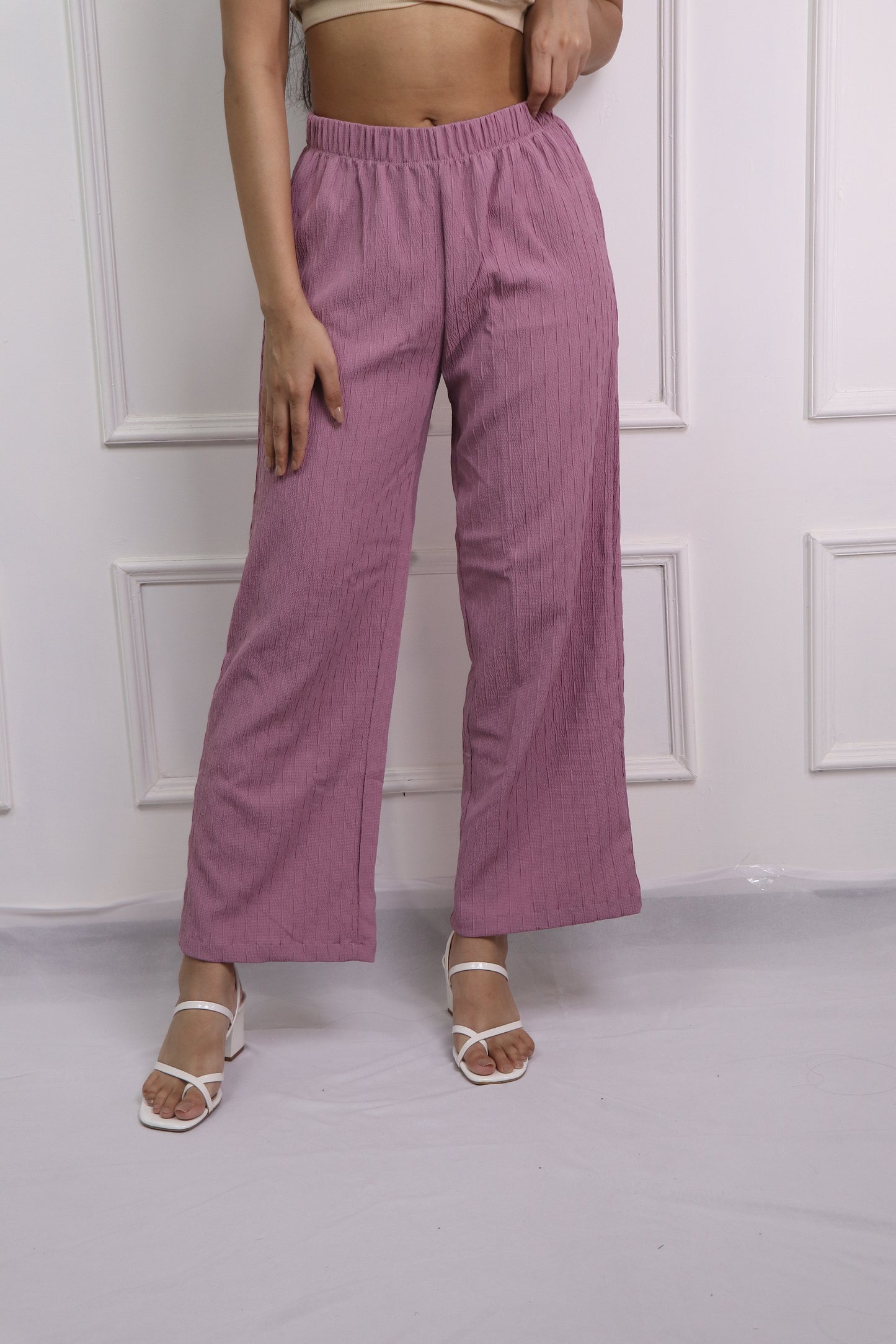 Stair Textured Wide Leg Trouser