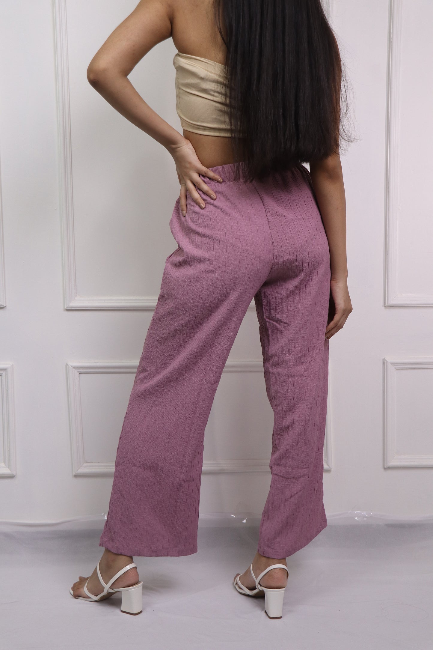 Stair Textured Wide Leg Trouser