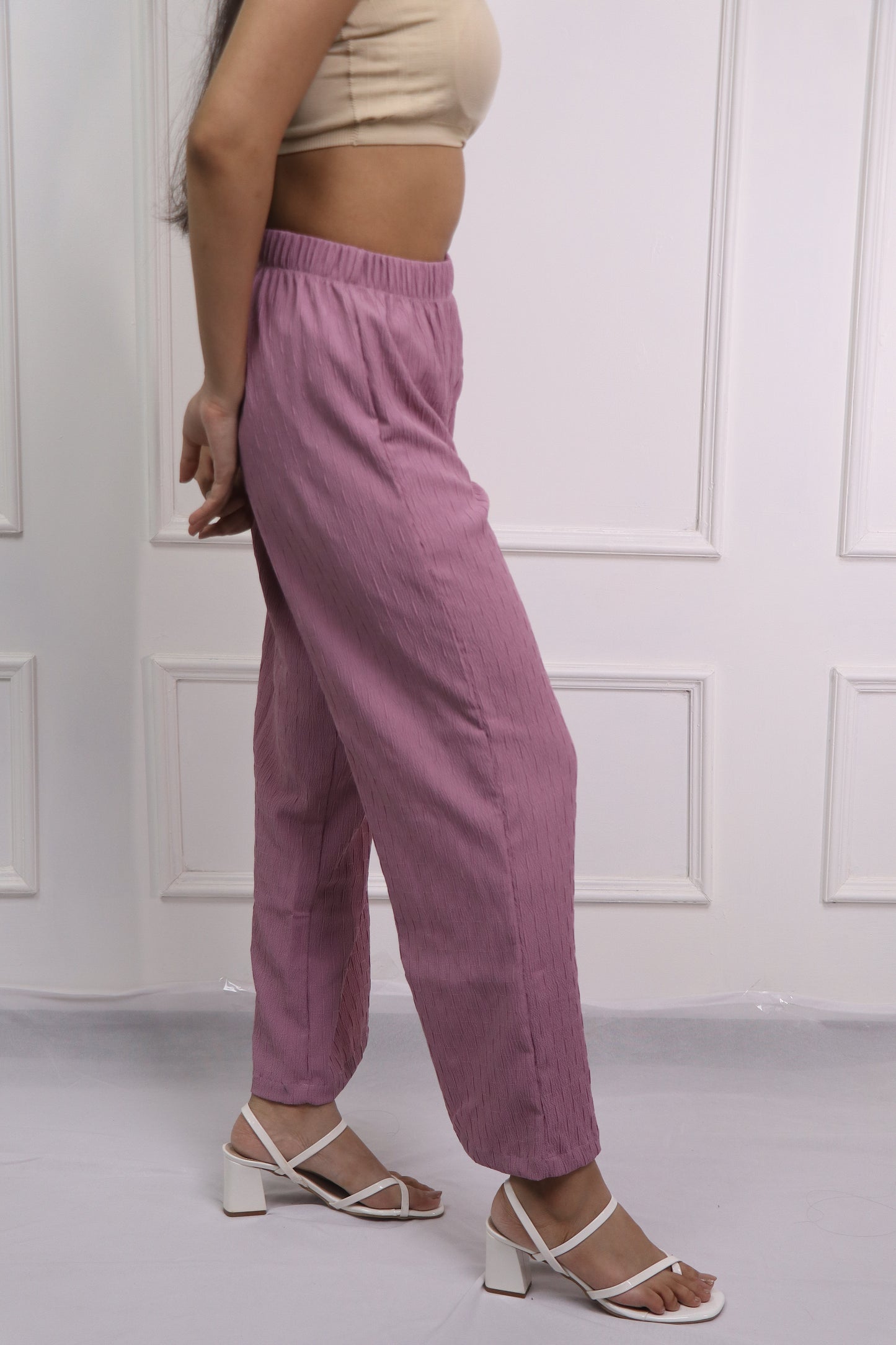 Stair Textured Wide Leg Trouser