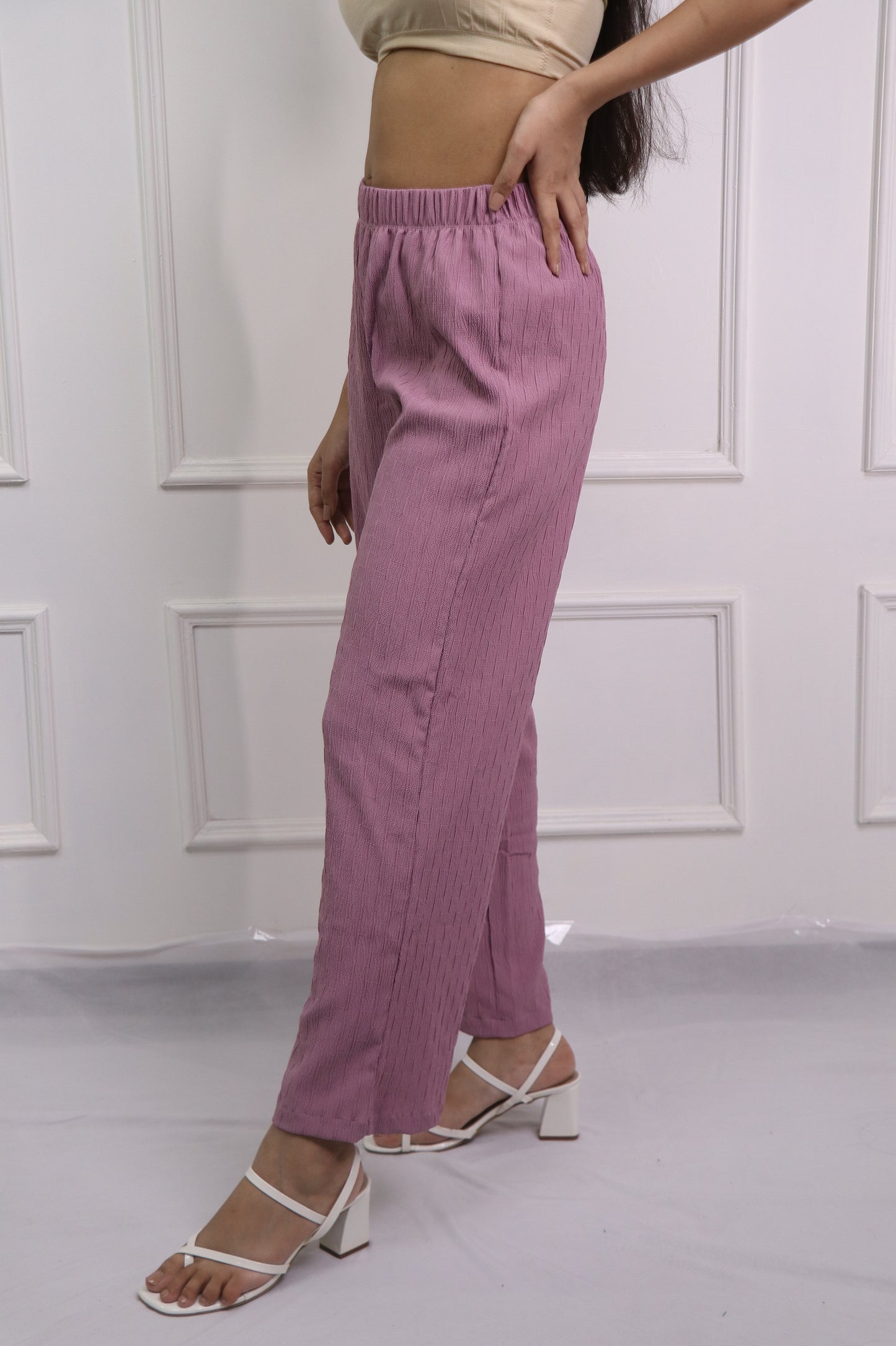 Stair Textured Wide Leg Trouser