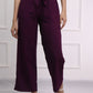 Box Textured Wine Wide Leg Trouser